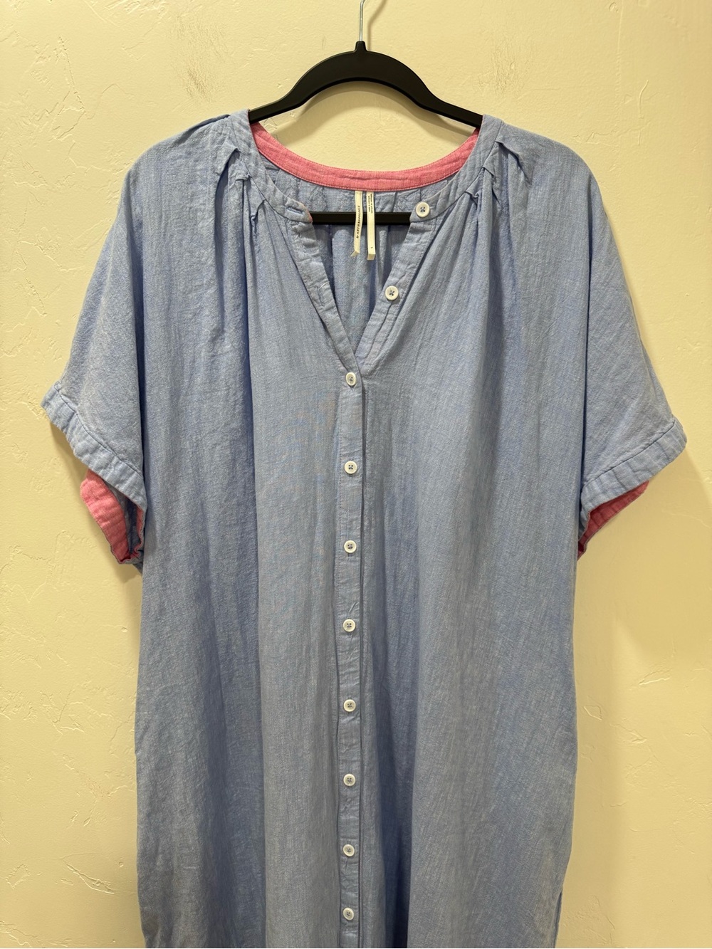 Anthropologie Linen Short Sleeve Maxi Dress Women's Large Blue Green Colorblock - Picture 6 of 16